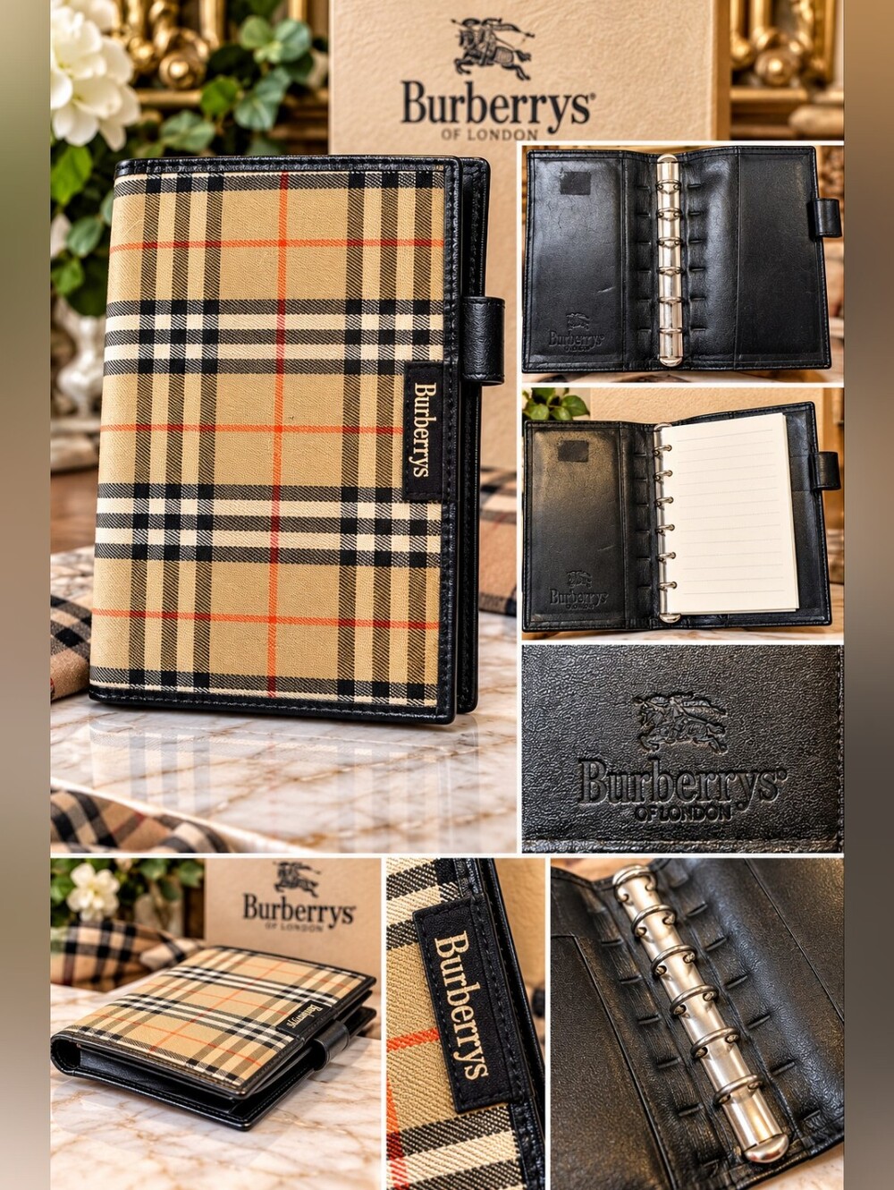 Vintage Burberrys of London Nova Check 6-Ring Agenda Planner